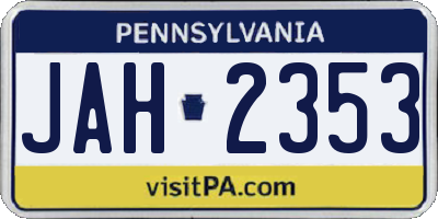 PA license plate JAH2353