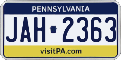 PA license plate JAH2363