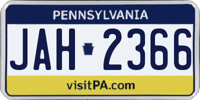 PA license plate JAH2366
