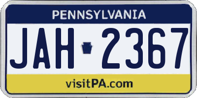 PA license plate JAH2367
