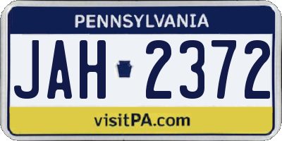 PA license plate JAH2372