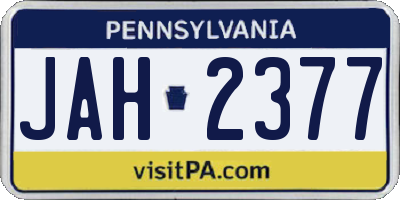 PA license plate JAH2377