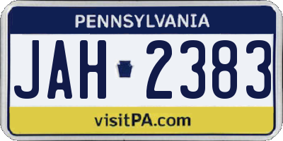 PA license plate JAH2383