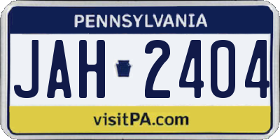 PA license plate JAH2404