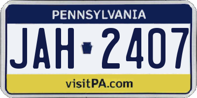 PA license plate JAH2407