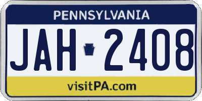 PA license plate JAH2408