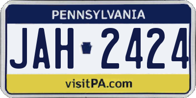 PA license plate JAH2424