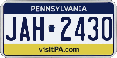 PA license plate JAH2430