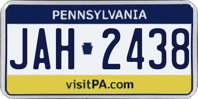 PA license plate JAH2438
