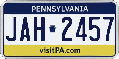 PA license plate JAH2457