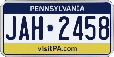 PA license plate JAH2458
