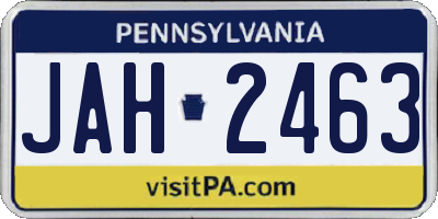 PA license plate JAH2463