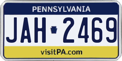 PA license plate JAH2469