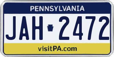 PA license plate JAH2472