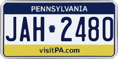 PA license plate JAH2480