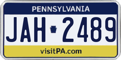PA license plate JAH2489
