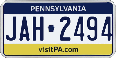 PA license plate JAH2494