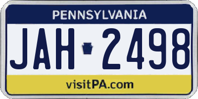 PA license plate JAH2498