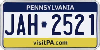 PA license plate JAH2521