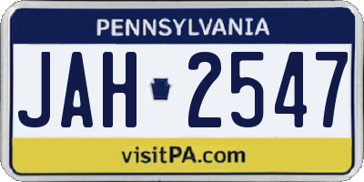 PA license plate JAH2547