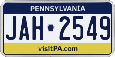 PA license plate JAH2549