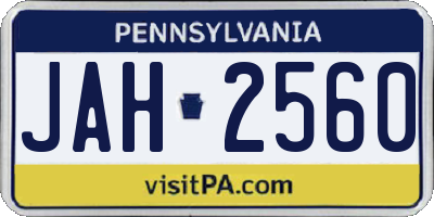 PA license plate JAH2560