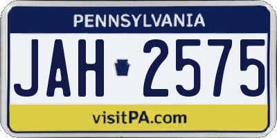 PA license plate JAH2575