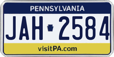 PA license plate JAH2584