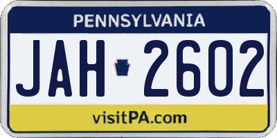 PA license plate JAH2602