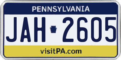 PA license plate JAH2605