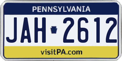 PA license plate JAH2612