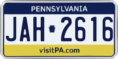 PA license plate JAH2616