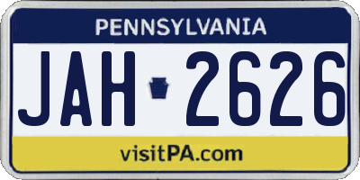 PA license plate JAH2626