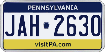 PA license plate JAH2630