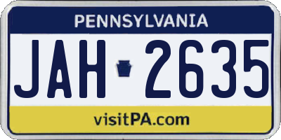 PA license plate JAH2635