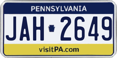 PA license plate JAH2649