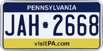 PA license plate JAH2668