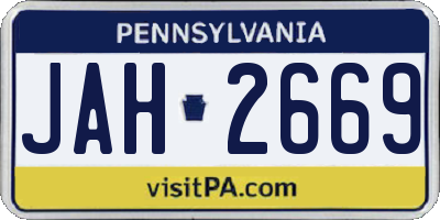 PA license plate JAH2669