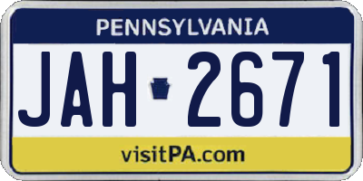 PA license plate JAH2671