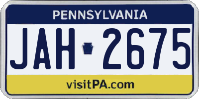 PA license plate JAH2675