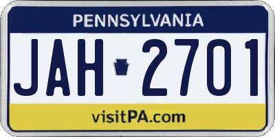 PA license plate JAH2701