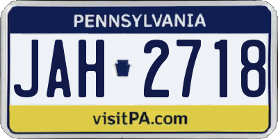 PA license plate JAH2718