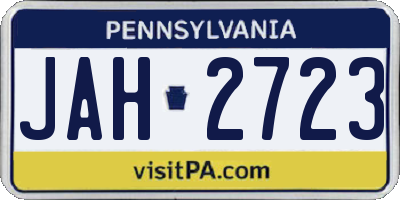 PA license plate JAH2723