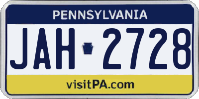 PA license plate JAH2728