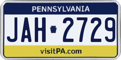 PA license plate JAH2729