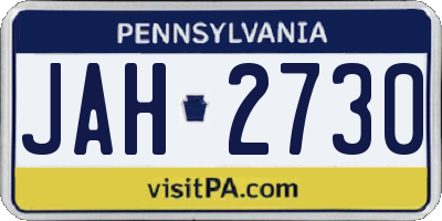 PA license plate JAH2730