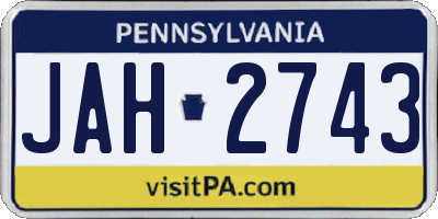 PA license plate JAH2743