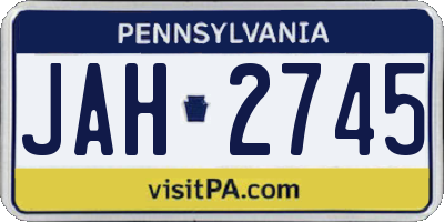 PA license plate JAH2745