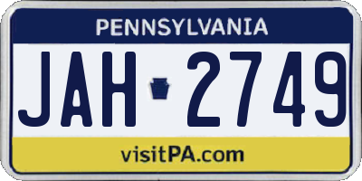 PA license plate JAH2749