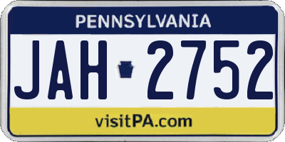 PA license plate JAH2752